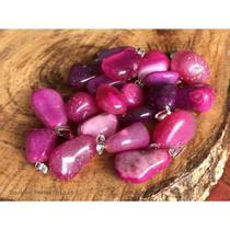 Pingente Pedra Natural Energética De Ágata Rosa, Ágata Azul, Ágata Verde, Ágata Roxa