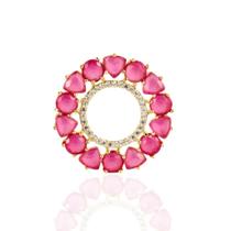 Pingente pedra rosa banhado a ouro 18k