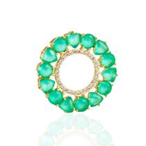 Pingente pedra verde água banhado a ouro 18k