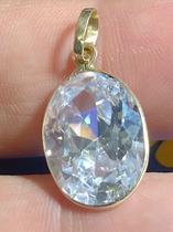 Pingente Pedra Zircônia Azul Clara Peso 4.40 Gramas 17 mm x 12 mm Ouro 18 kilates Pingente Pedra Zircônia Azul Clara Peso 4.40 Gramas 17 mm x 12 mm Ouro 18 kilates