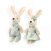Pingente Pelucia De Páscoa Mini Coelho Casal Candy Verde 15cm 1Un