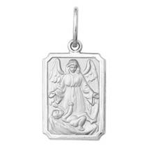 Pingente Pequeno 1.1cm Modelo Retangular Santos Ouro Branco 18k ( 29 Santos ) K1