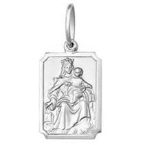 Pingente Pequeno 1.1cm Modelo Retangular Santos Ouro Branco 18k ( 29 Santos ) K1