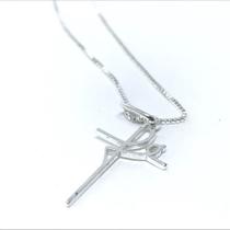Pingente Pequeno Fé Cruz Crucifixo Em Prata Maciça 925 Feminino