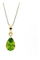 Pingente Peridoto Gota Com Corrente Veneziana 40Cm Ouro 08613 K275