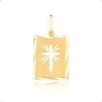 Pingente Placa Cruz Em Ouro 18K