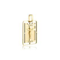 Pingente Placa De Jesus Cristo Com Oração Pai Nosso Ouro18kl