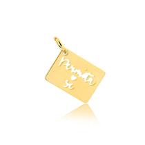 Pingente Placa Permita-Se Com Frase Escrita Folheado A Ouro