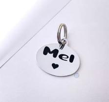 Pingente Plaquinha Plaqueta Pet Cachorro Gato Personalizado Cor Prateado Oval Pingente Plaquinha Plaqueta Pet Cachorro Gato Personalizado Cor Prateado Oval