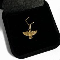 Pingente Pomba Divino Bicolor Em Ouro 18k 0,750