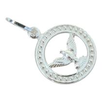 Pingente Pomba do Divino em Prata 925 com Círculo de Mini Bolinhas Pingente Pomba do Divino em Prata 925 com Círculo de Mini Bolinhas