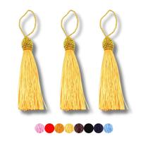 Pingente pompom tassel com tulipa 90mm em poliester com 5 peças