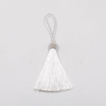 Pingente pompom tassel com tulipa 90mm em poliester com 5 peças