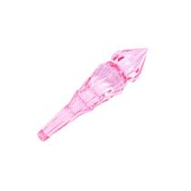 Pingente Ponteira Diamante Acrílico Rosa Transparente 19x77mm 5pçs 60g