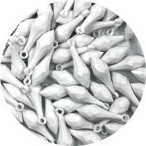 Pingente Ponteira Gota Facetada 14x45mm Branco 10pçs 34g Pingente Ponteira Gota Facetada 14x45mm Branco 10pçs 34g