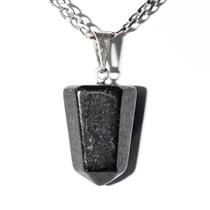 Pingente Pontinha Quartzo Preto com Pino e Presilha Prateado - Atacado Pingente Pontinha Quartzo Preto com Pino e Presilha Prateado - Atacado