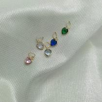 Pingente Ponto de Luz Coração Pequeno Zircônia Ouro 18K Para Brincos Pingente Ponto de Luz Coração Pequeno Zircônia Ouro 18K Para Brincos