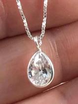 Pingente Ponto Luz Zirconia Gota Prata Pura 925