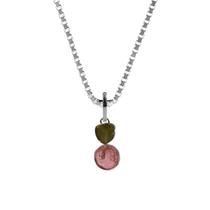 Pingente Prata 925 Duo Turmalina Verde e Rosa Ponte Vecchio Pingente Prata 925 Duo Turmalina Verde e Rosa Ponte Vecchio
