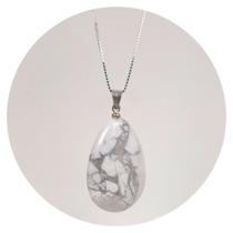 Pingente Prata 925 Howlita em Gota Estilo Carrara - Natural Pingente Prata 925 Howlita em Gota Estilo Carrara - Natural