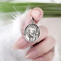 Pingente prata 925 medalha são padre pio 2,4 cm