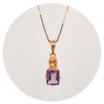 Pingente Prata 925 + Ouro 18K Ametista E Citrino Legítimos