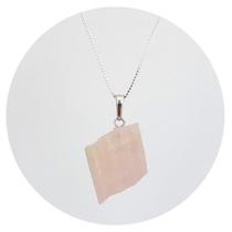 Pingente Prata 925 Quartzo Rosa Bruto - Natural e Legítimo Pingente Prata 925 Quartzo Rosa Bruto - Natural e Legítimo