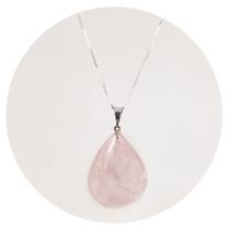 Pingente Prata 925 Quartzo Rosa em Gotas - Natural Legítimo Pingente Prata 925 Quartzo Rosa em Gotas - Natural Legítimo