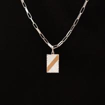 Pingente Prata 950 Plaquinha com Fio de Ouro 18k Pingente Prata 950 Plaquinha com Fio de Ouro 18k
