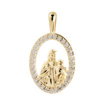 Pingente Prata c/ Ouro 18K NSra. do Carmo Zircônia Pingente Prata c/ Ouro 18K NSra. do Carmo Zircônia