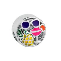 Pingente Prata Link Emoji Férias Color 11mm Pingente Prata Link Emoji Férias Color 11mm