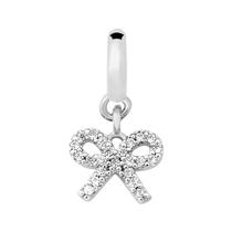 Pingente Prata Link Laço com Zircônia Branca 19x9mm