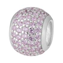 Pingente Prata Link Rainbow Separador com Zircônias Rosa