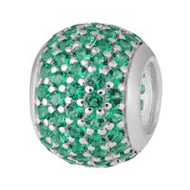 Pingente Prata Link Rainbow Separador com Zircônias Verdes