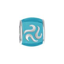 Pingente Prata Link Tubo Separador Convex com Resina Azul