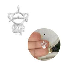 Pingente prata menina filha cravejado banhado sem corrente