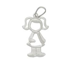 Pingente Prata Menina Vada 20mm Pingente Prata Menina Vada 20mm