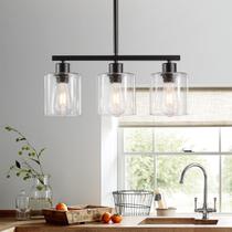 Pingente preto de 3 luzes Kitchen Island Lighting ROCUNSI Pingente preto de 3 luzes Kitchen Island Lighting ROCUNSI
