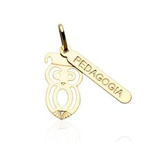 Pingente Profissão Coruja Pedagogia Professora Folheado Pingente Profissão Coruja Pedagogia Professora Folheado