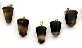 Pingente Quartzo Bi Color Pontinha com Montagem em Pino Dourado - Atacado