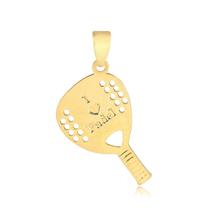Pingente Raquete Padel Presente Dourado Folheado A Ouro 18k Pingente Raquete Padel Presente Dourado Folheado A Ouro 18k