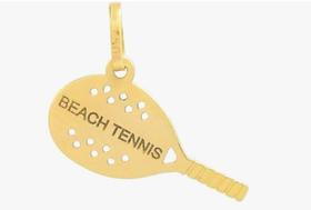 Pingente Raquete Tênis Tenista Beach Tennis Em Ouro 18k