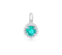 Pingente Redondo 1 Pedra Meio Zircônia 8mm + Zircônia Cravejada Em Volta