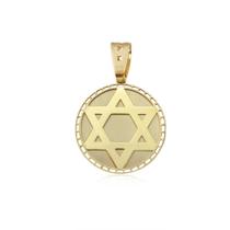 Pingente Redondo Estrela de Davi 3 cm Detalhes Foscos em Ouro 18K Pingente Redondo Estrela de Davi 3 cm Detalhes Foscos em Ouro 18K