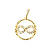 Pingente Redondo Infinito 1,5 Cm Vado Zircônia Em Ouro 18K Pingente Redondo Infinito 1,5 Cm Vado Zircônia Em Ouro 18K