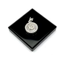 Pingente Redondo Ouro Branco 18k Cravejado Diamante Brilhante Natural Pizza 1.1cm -11mm