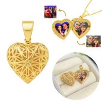 Pingente Relicário Mini Coração Telado Ouro 18k banhado Pingente Relicário Mini Coração Telado Ouro 18k banhado