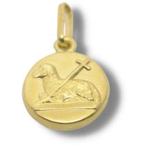 Pingente Religioso Medalha Agnus Dei Ouro 18k P522