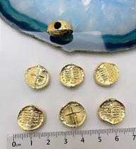 Pingente Religioso Passante Medalha 2 Cruzes - Unidade - Banho de Ouro 18K com 02 Milésimos Pingente Religioso Passante Medalha 2 Cruzes - Unidade - Banho de Ouro 18K com 02 Milésimos