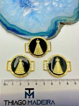 Pingente Religioso Passante Nossa Senhora Aparecida Preto - Banho de Ouro 18K - 01 Unidade